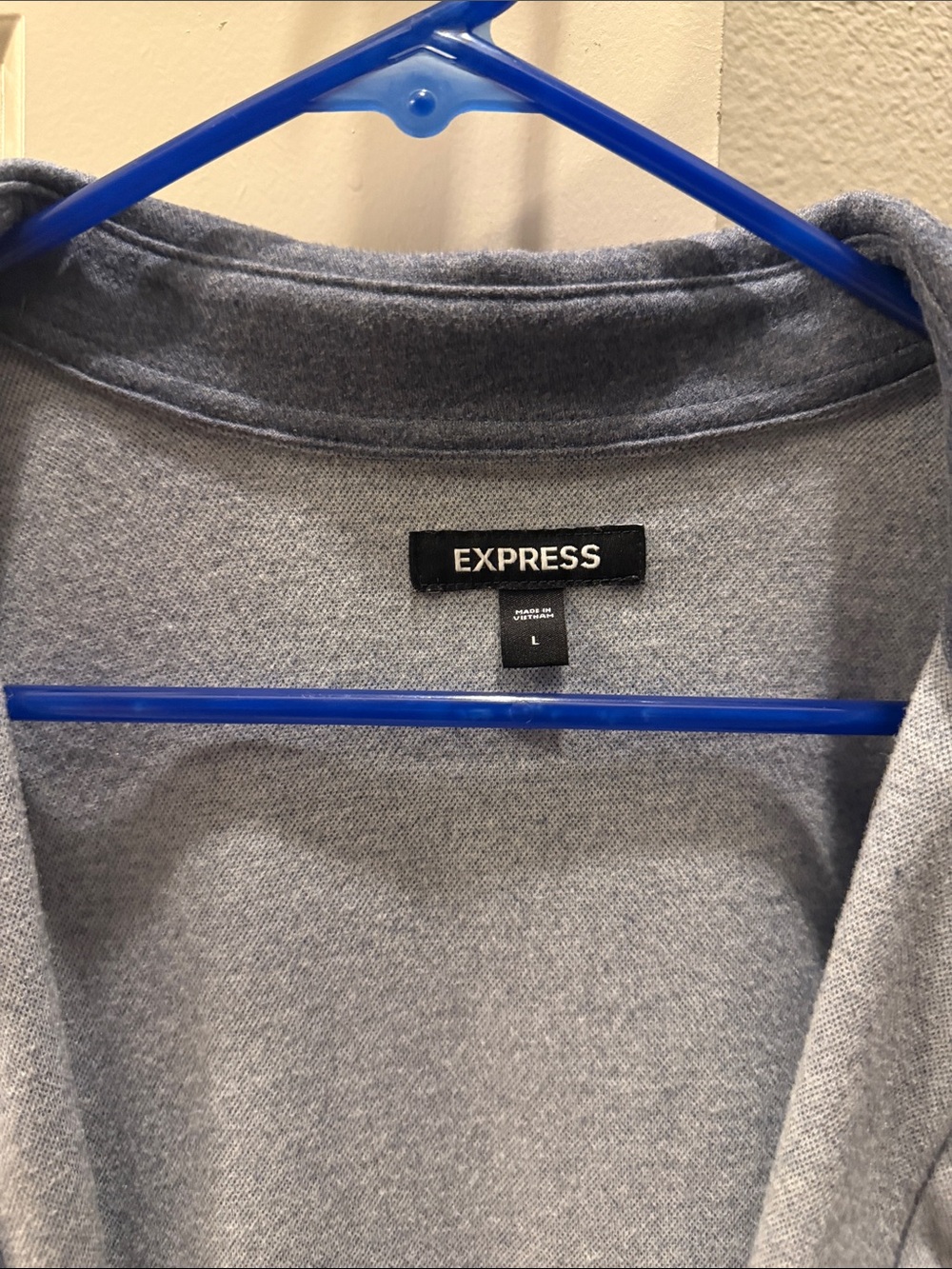 Express blue Heather Button-Front Shacket - Picture 2 of 4